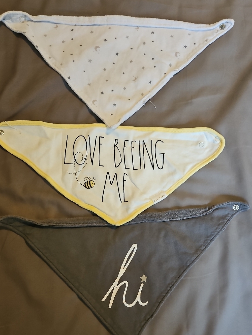 Baby Bandana Bib Set - Yellow, White, Gray
